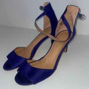 H&M Royal Blue / Indigo / Navy Strappy Heeled Sandals w Ankle Strap - Size 8